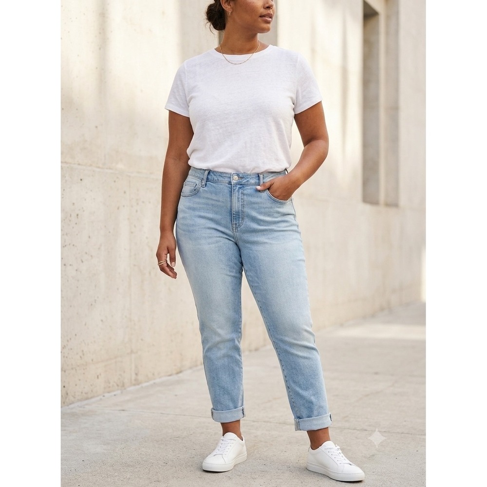 LOFT The Girlfriend Jeans Light Wash Mid Rise Curvy Fit Size 31 12 Regular
